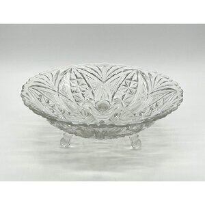 Beautiful Anchor Hocking Clear Pressed Glass #AHC26 3-Toed Footed Bowl